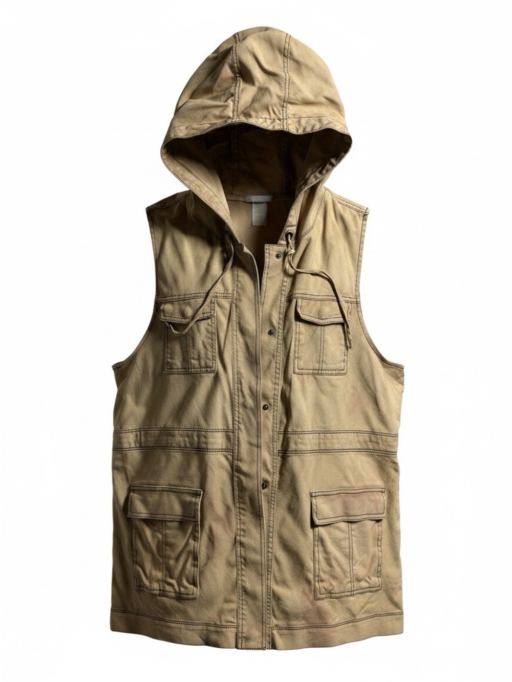 Matty M Hooded Utility Vest in Khaki